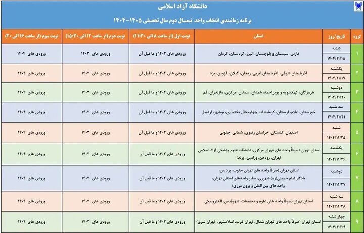 انتخاب واحد نیمسال دوم دانشگاه آزاد از فردا آغاز میشود