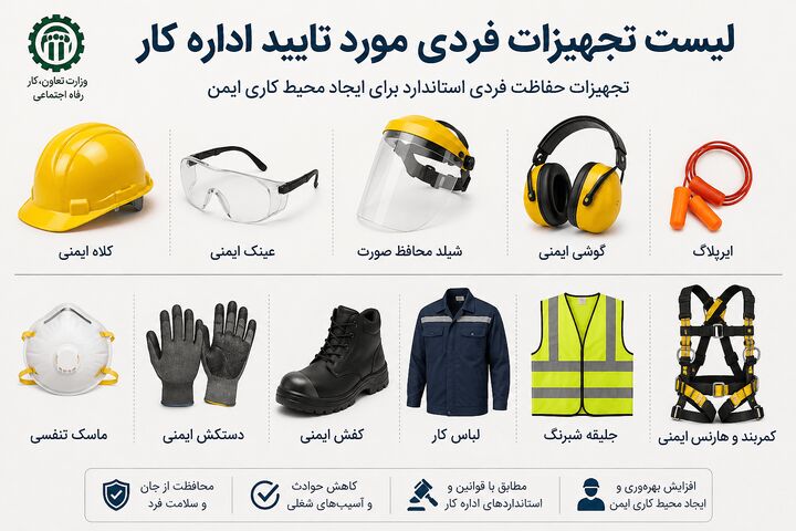 لیست تجهیزات حفاظت فردی مورد تایید اداره کار؛ راهنمای کامل انتخاب تجهیزات حفاظت فردی استان
