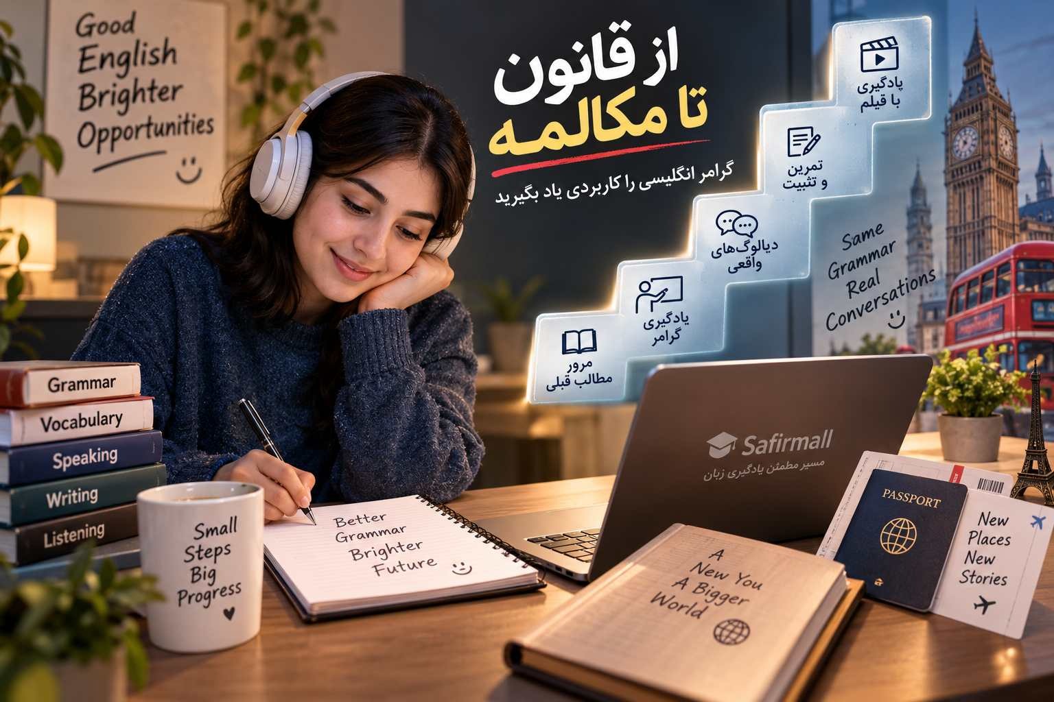 مشکل گرامر انگلیسی سخت بودنش نیست؛ روش یادگیری‌تان را عوض کنید